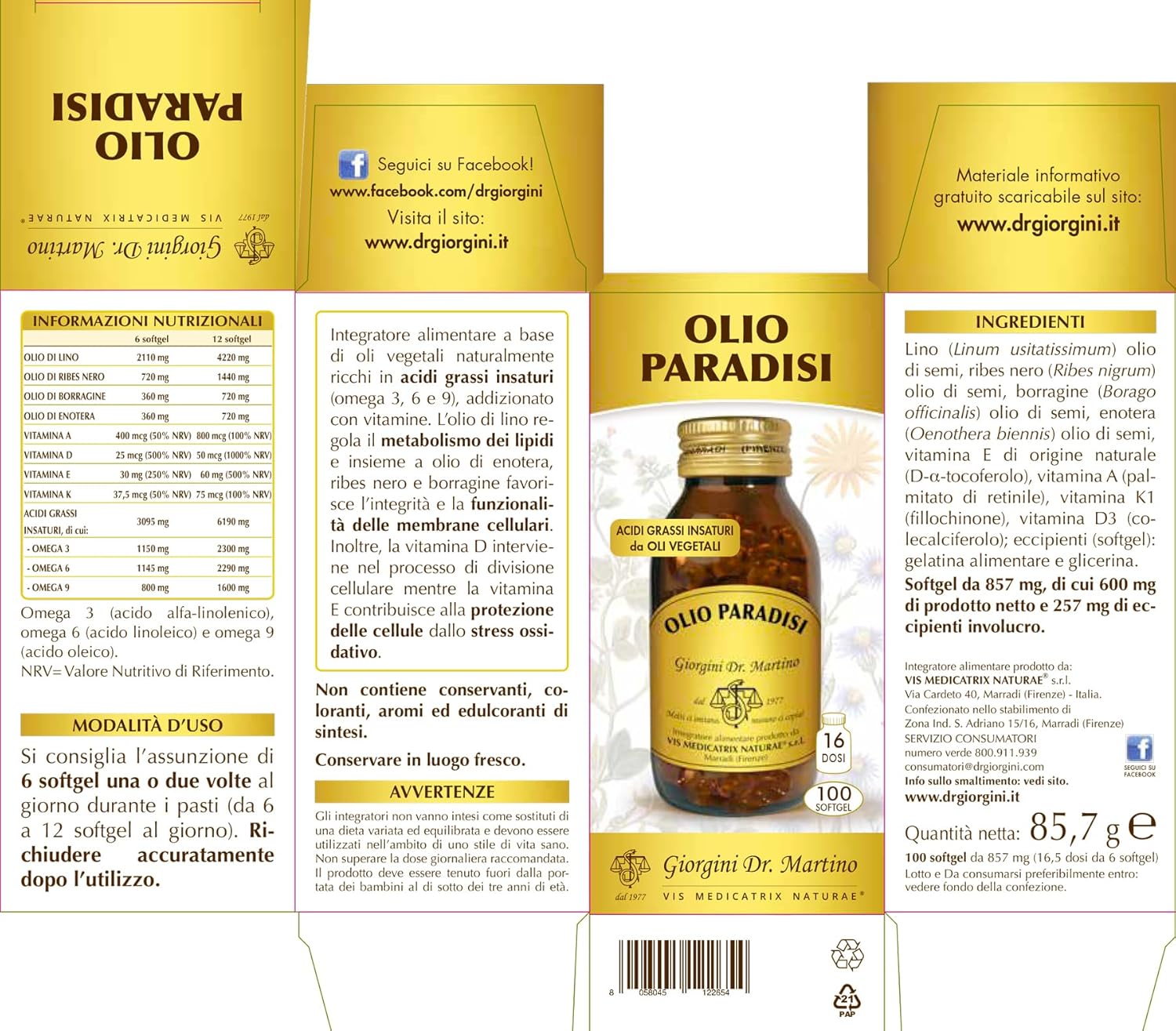 Dr Giorgini OLIO PARADISI softgel - 85,7 g