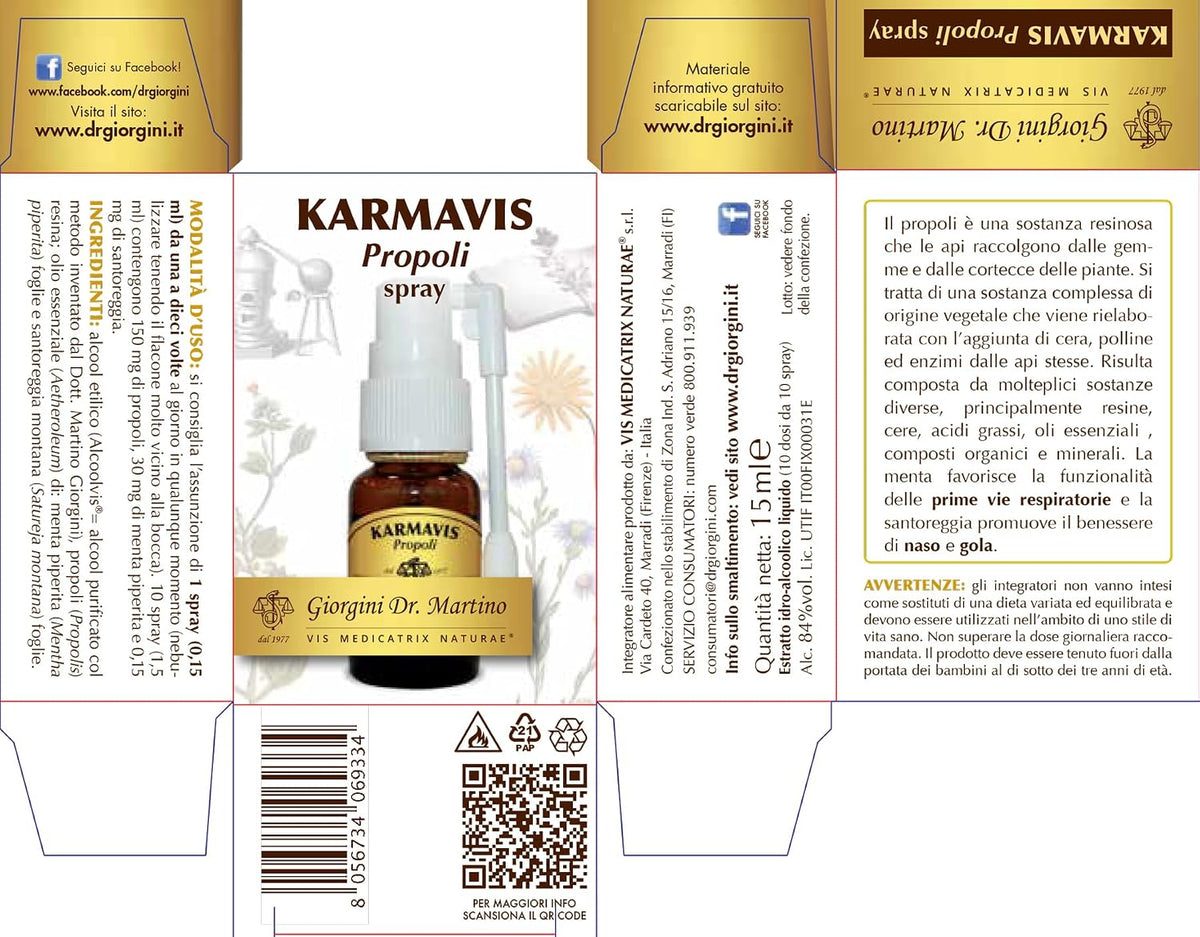 Dr Giorgini KARMAVIS PROPOLI Liquido Alcoolico Spray - 15 ml