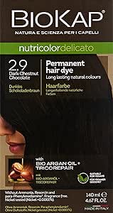 BIOKAP Nutricolor Delicato, Tinta 2.9 Castano Scuro Cioccolato, senza ammoniaca rende i capelli morbidi e lucenti, con colori naturali, 140 ml - Naturopatica shop & therapy