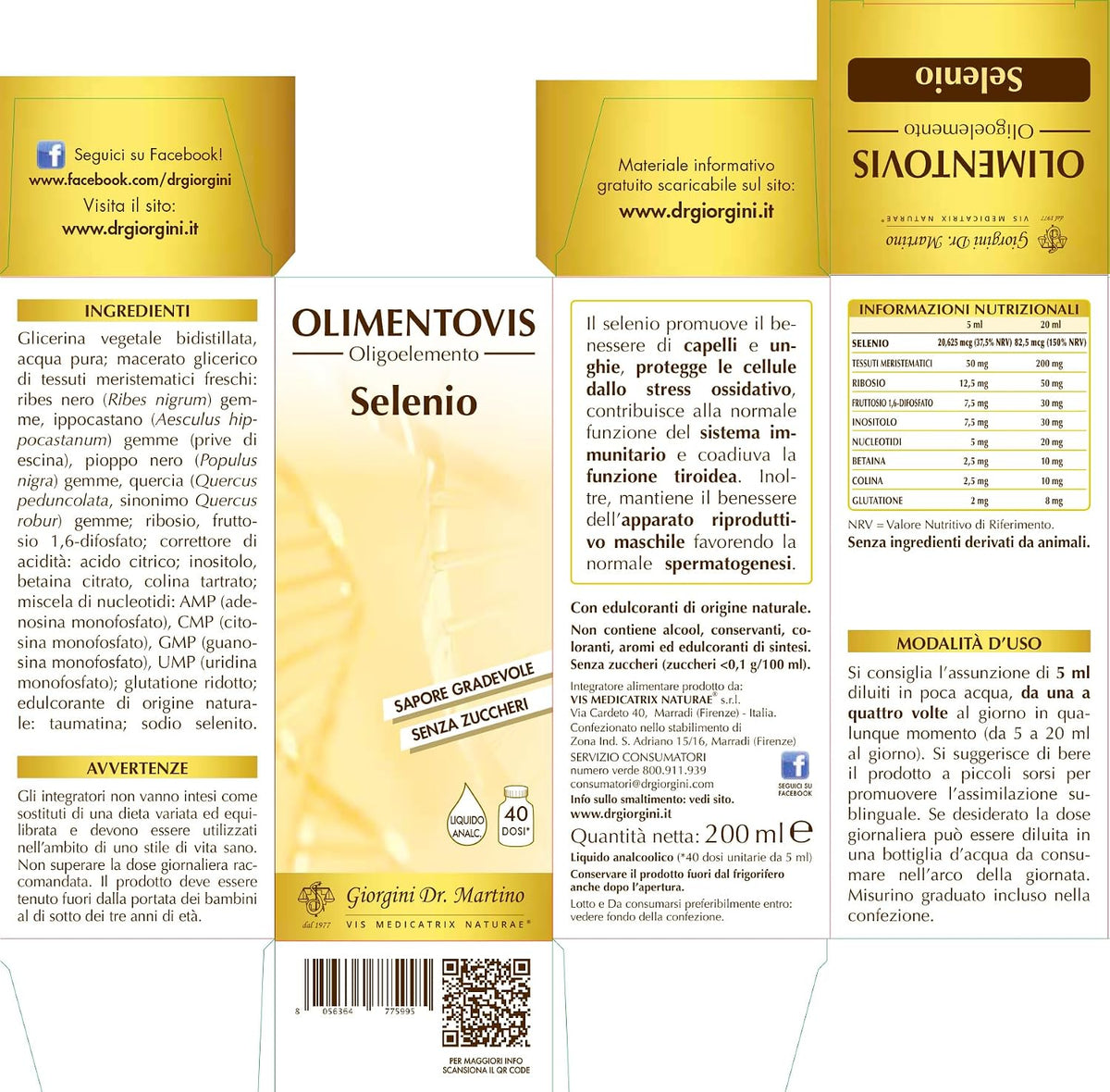 Dr Giorgini SELENIO Olimentovis Liquido Analcoolico - 200 ml