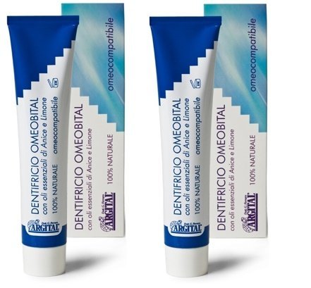 ARGITAL - DENTIFRICIO OMEOBITAL 2 CONFEZIONI DA 75 ML, deterge, tonifica, rinforza le gengive e previene la carie. Senza conservanti, schiumogeni, edulcoranti, fluoro, veganok - Naturopatica shop & therapy