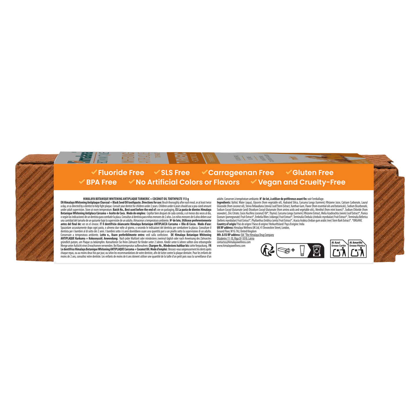 Himalaya Botanique Dentifricio Sbiancante Anti-Placca Curcuma e Olio di Cocco – 113g