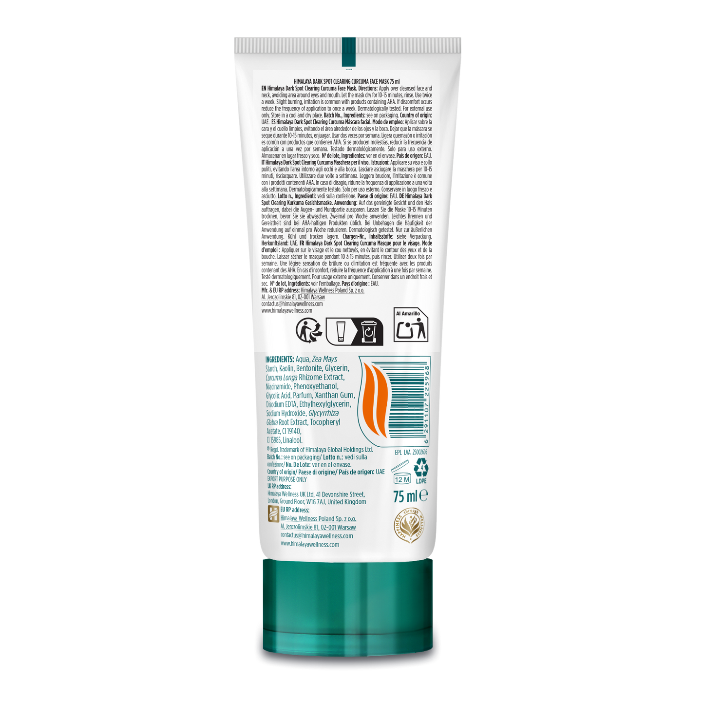 Himalaya Maschera Viso alla Curcuma – Schiarente Macchie Scure