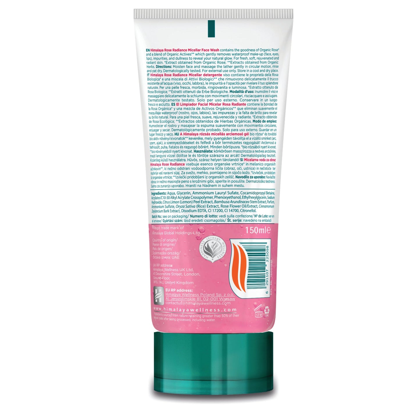 Himalaya Detergente Viso Micellare alla Rosa Biologica – Radiosità e Morbidezza 150ml