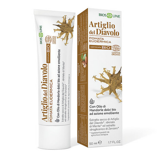 BIOS LINE Pomata Eudermica Artiglio Del Diavolo BIO, Crema Massaggio, Azione Emolliente Per Massaggi in Caso Di Tensioni Localizzate, Con Olio di Mandorle Dolci , 50 ml