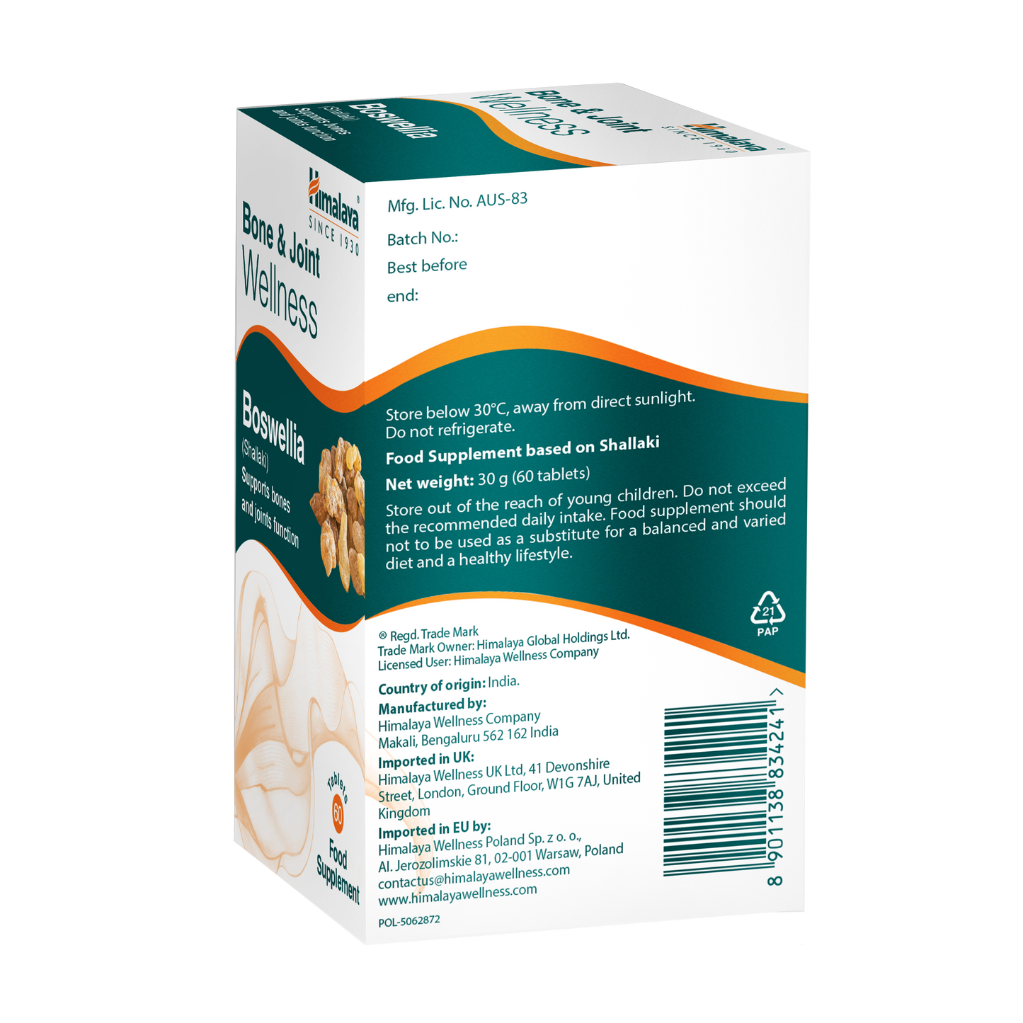 Himalaya Bone & Joint Wellness Boswellia - 60 Tablets