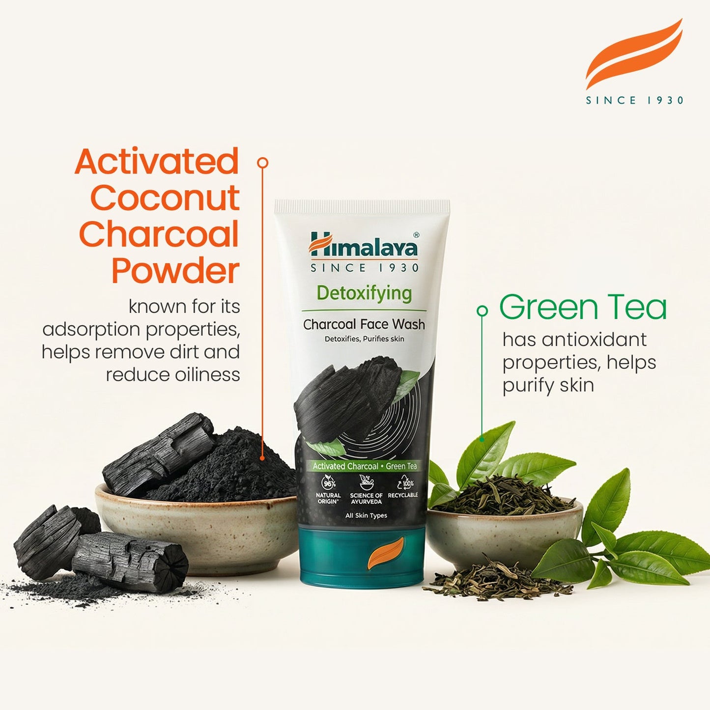 Himalaya Detergente Viso Detox al Carbone Attivo e Tè Verde – 150ml
