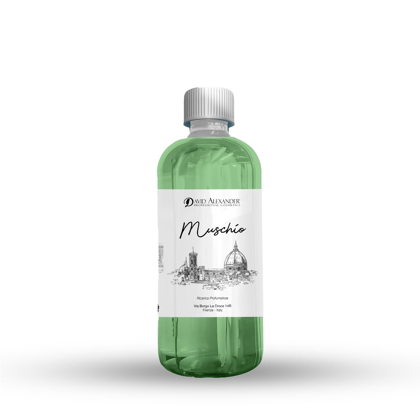 David Alexander Professional Cosmetics  Ricarica Profumatore Muschio 500 ml – Intensa, Naturale, Artigianale