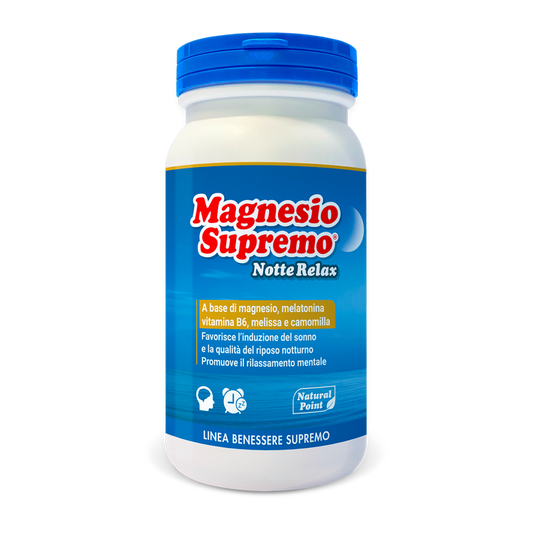 Magnesio Supremo Notte Relax A base di magnesio, melatonina, vitamina B6, melissa e camomilla 150 ml