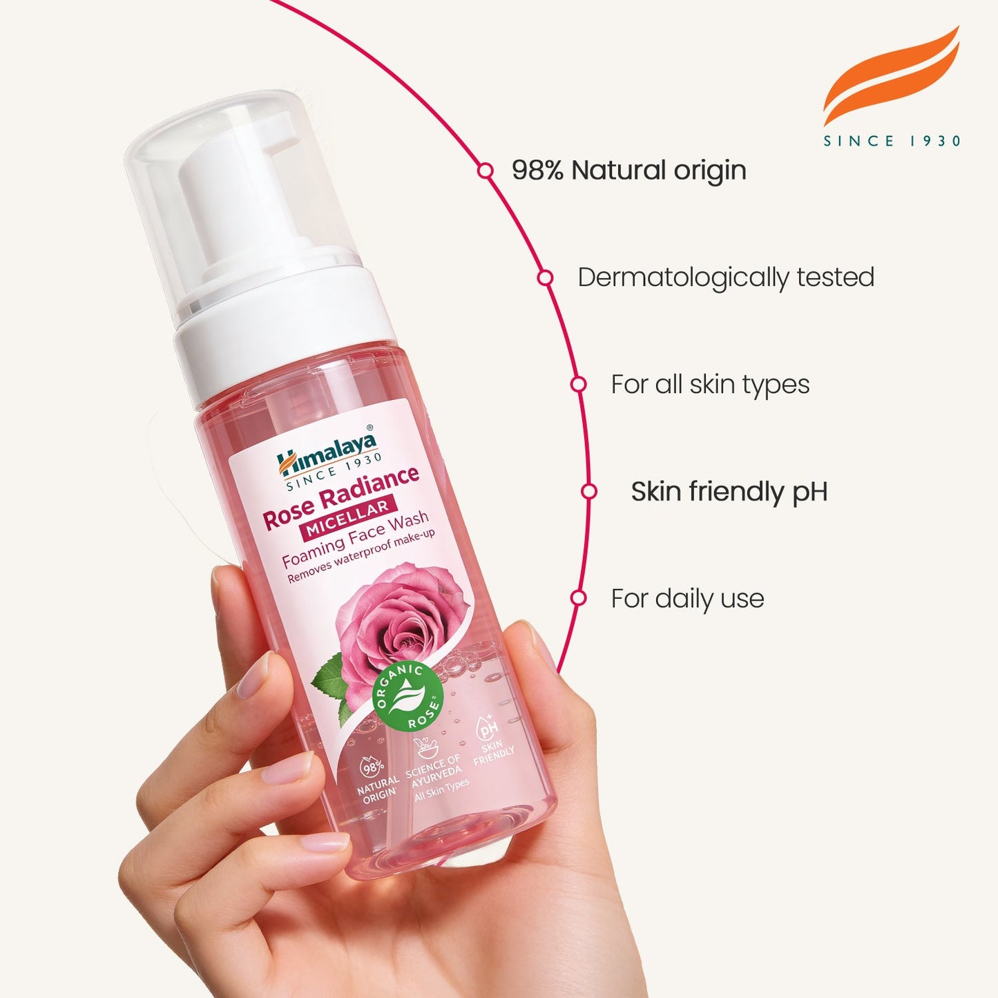 Himalaya Detergente Viso Micellare Schiumogeno alla Rosa Biologica – 150ml
