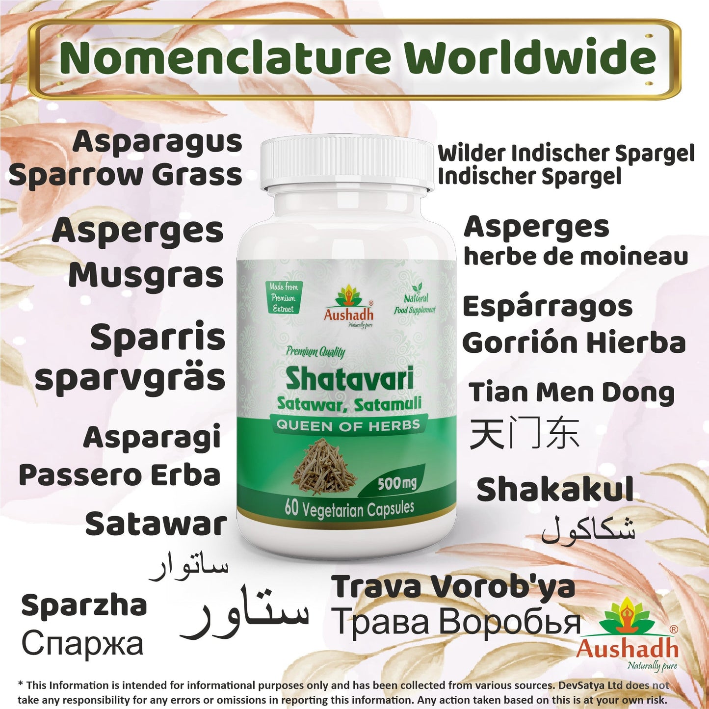 Capsule di Shatavari (Asparago Selvatico) – Benessere Femminile | Vegan, Senza Glutine, Non-OGM, 60 Capsule
