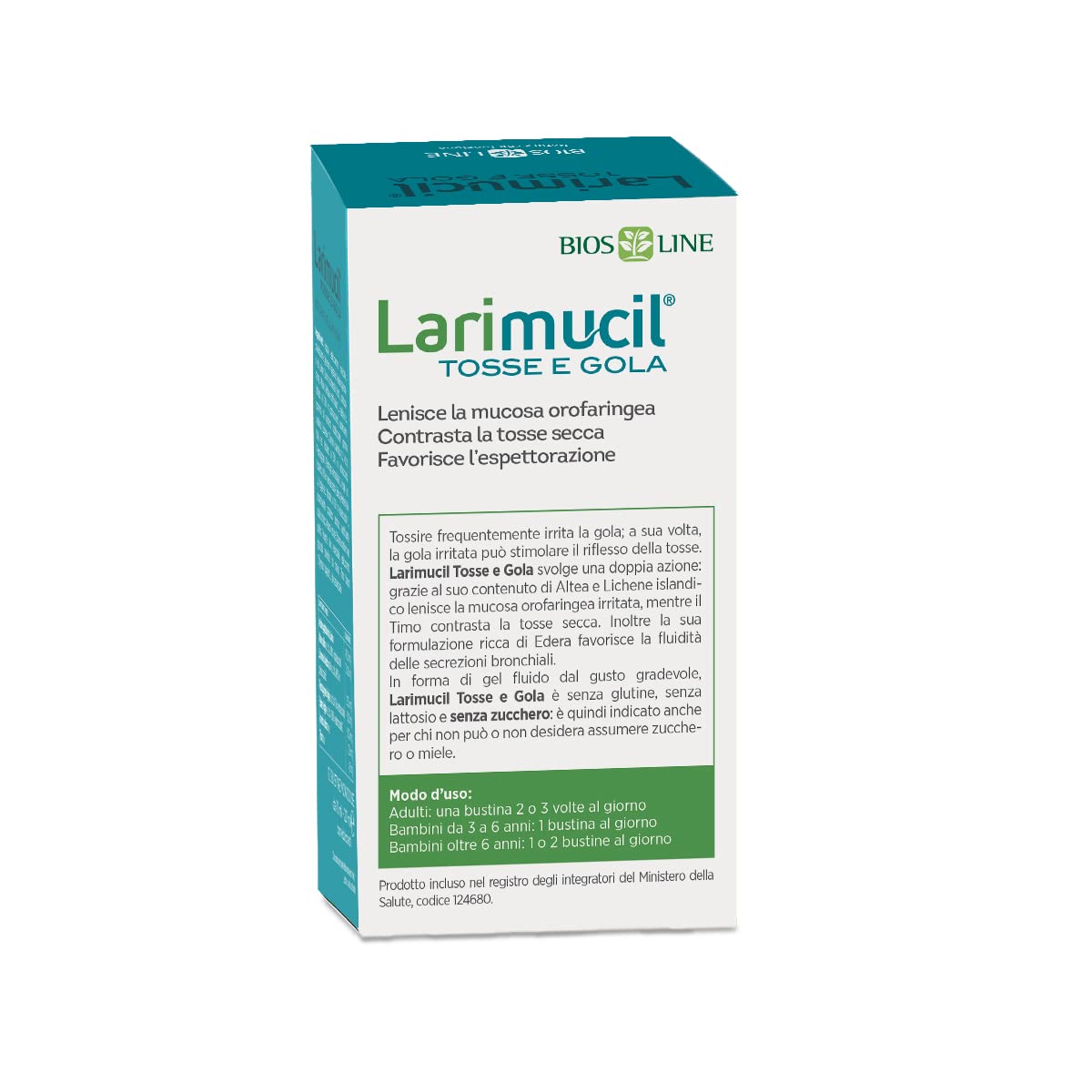 BIOS LINE Larimucil Tosse e Gola, Integratore Alimentare, Integratore Tosse, Gel Fluido Contrasta Tosse Secca e Grassa, Lenisce la Mucosa Orofaringea, 12 Bustine Monodose 10ml Senza Zucchero - Naturopatica shop & therapy