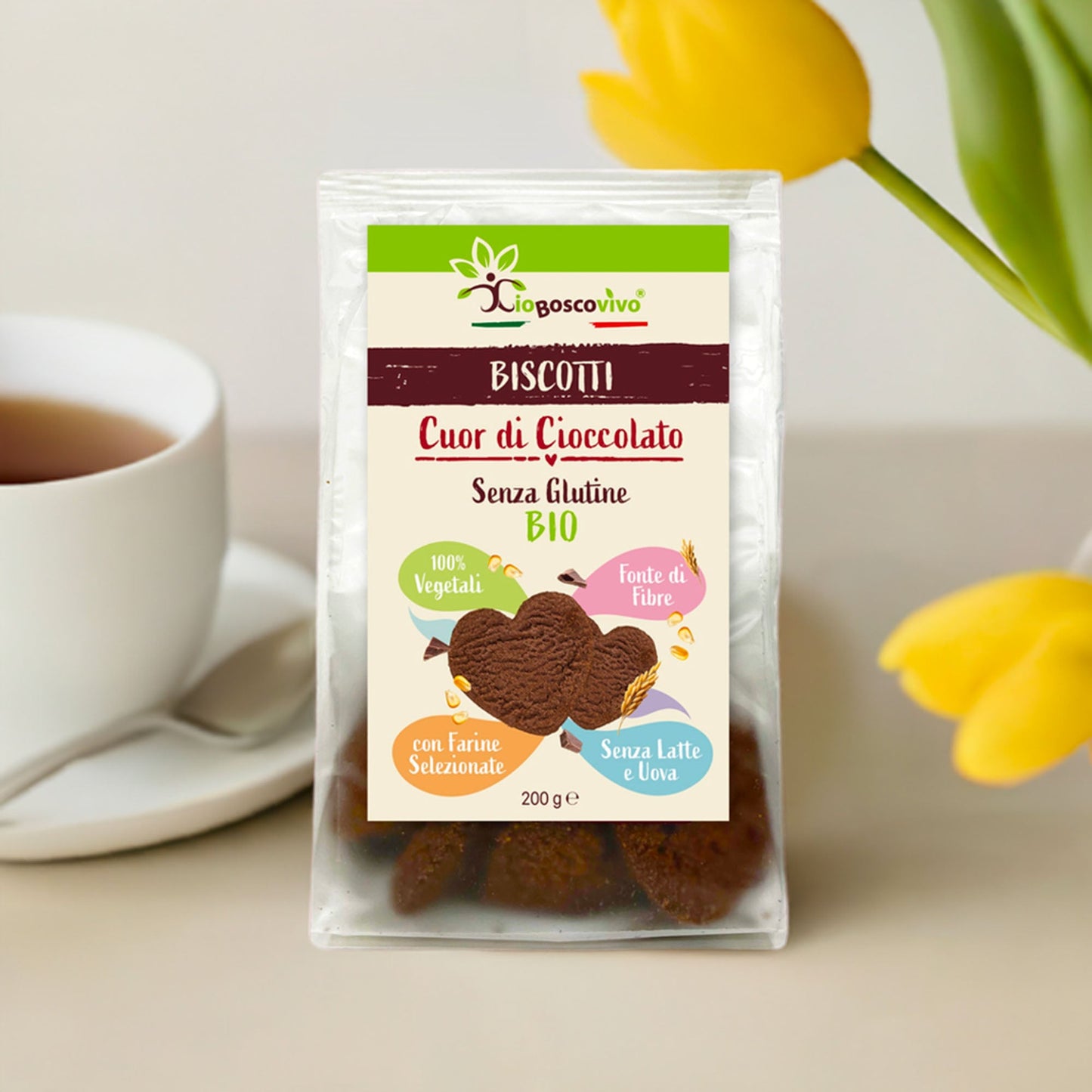 Biscotti S/Glutine al Cacao e gocce di Cioccolato fondente BIO 200g