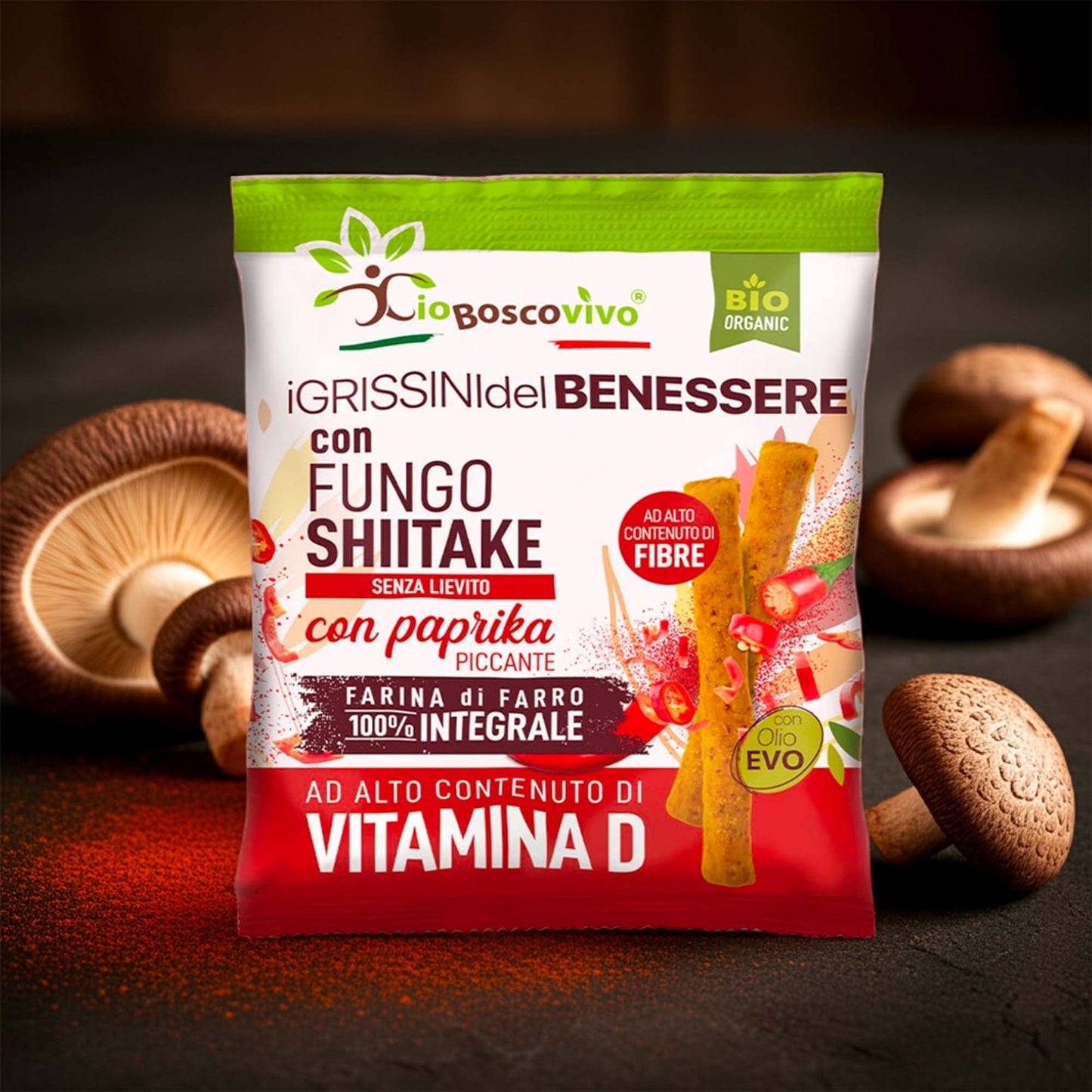 GrissinI alla Paprika piccante & Shiitake BIO 50g