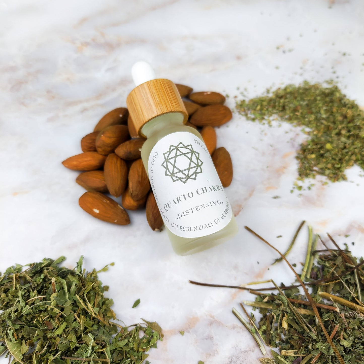 Olio per Massaggi Quarto Chakra - Verbena, Melissa, Maggiorana