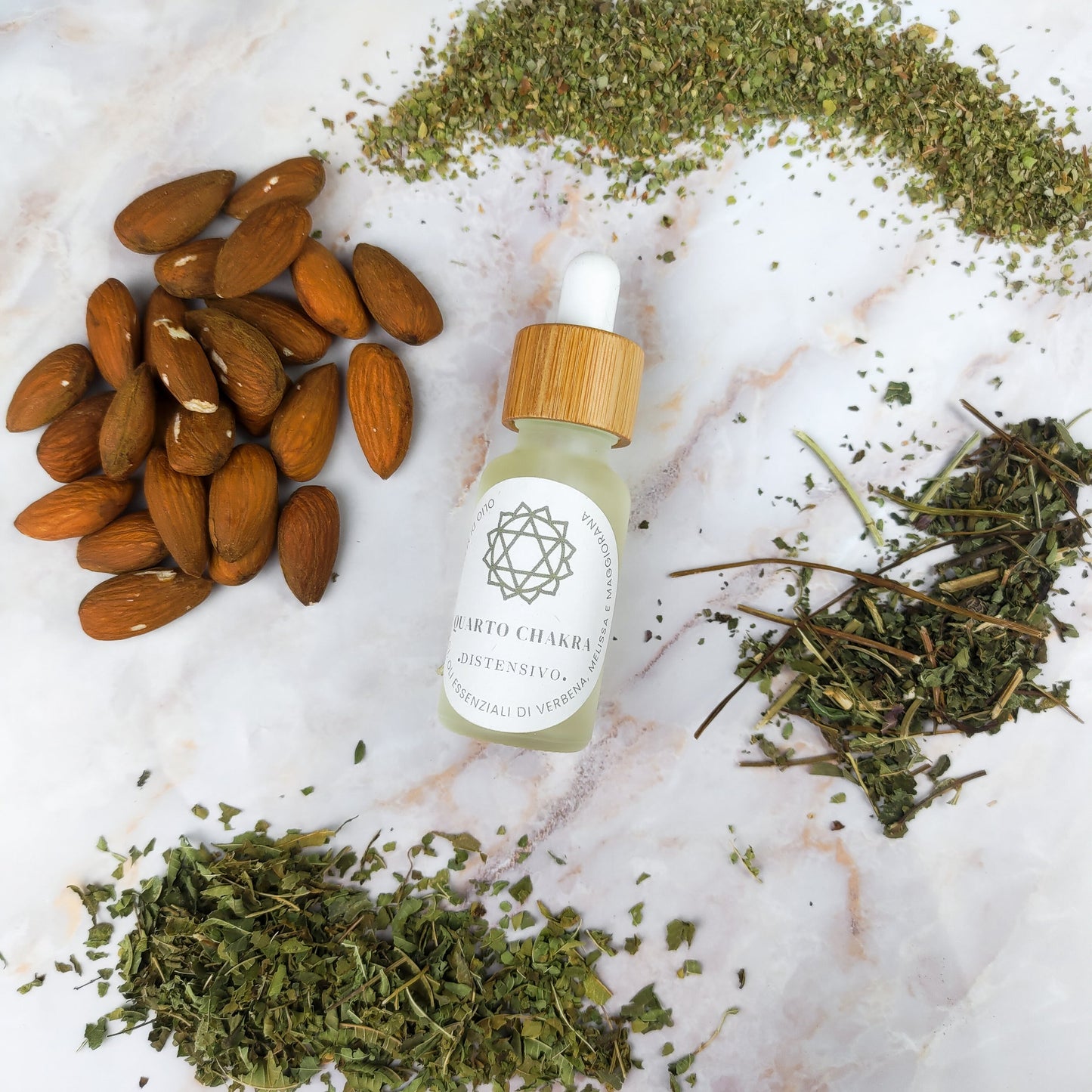 Olio per Massaggi Quarto Chakra - Verbena, Melissa, Maggiorana