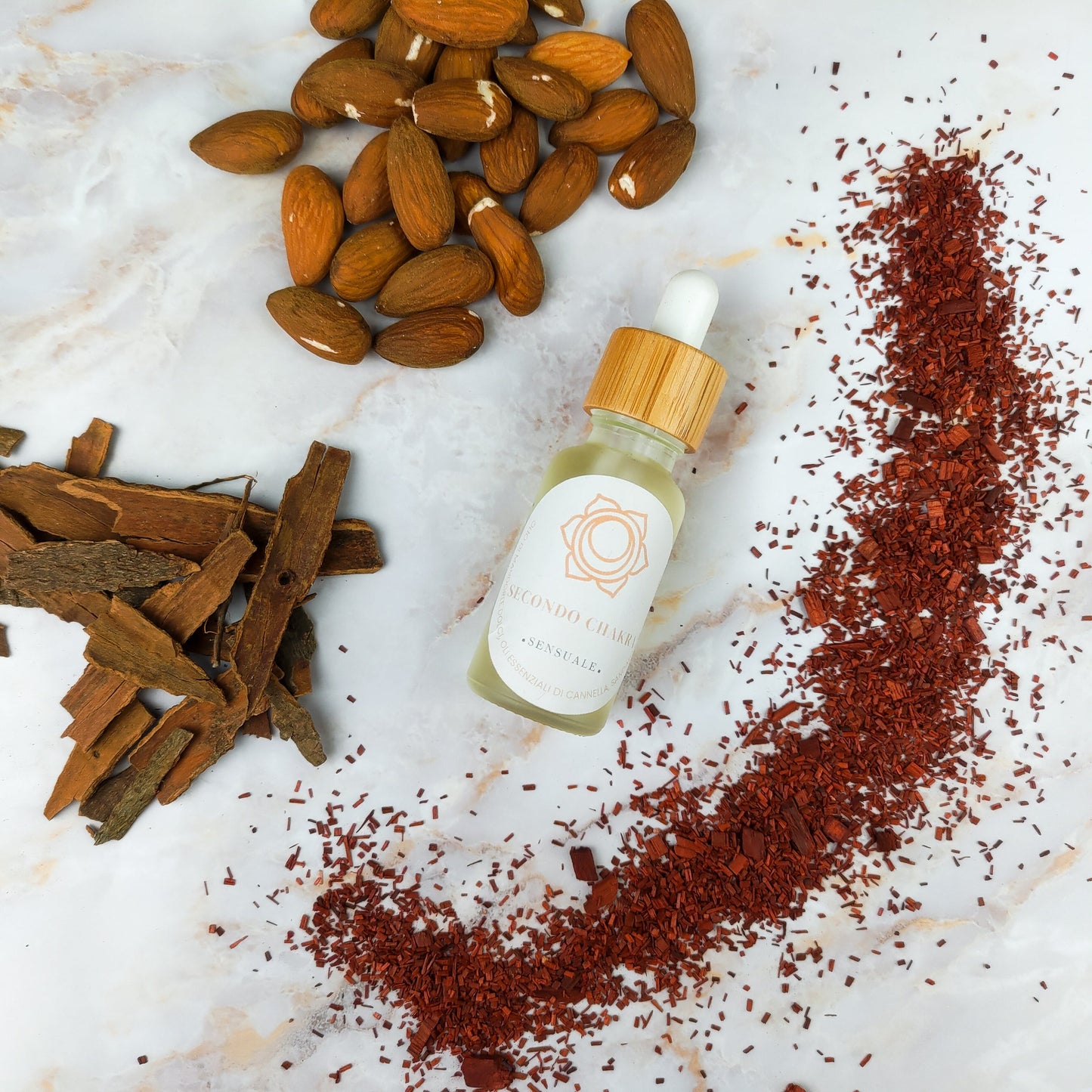 Olio per Massaggi Secondo Chakra - Cannella, Sandalo, Ylang Ylang