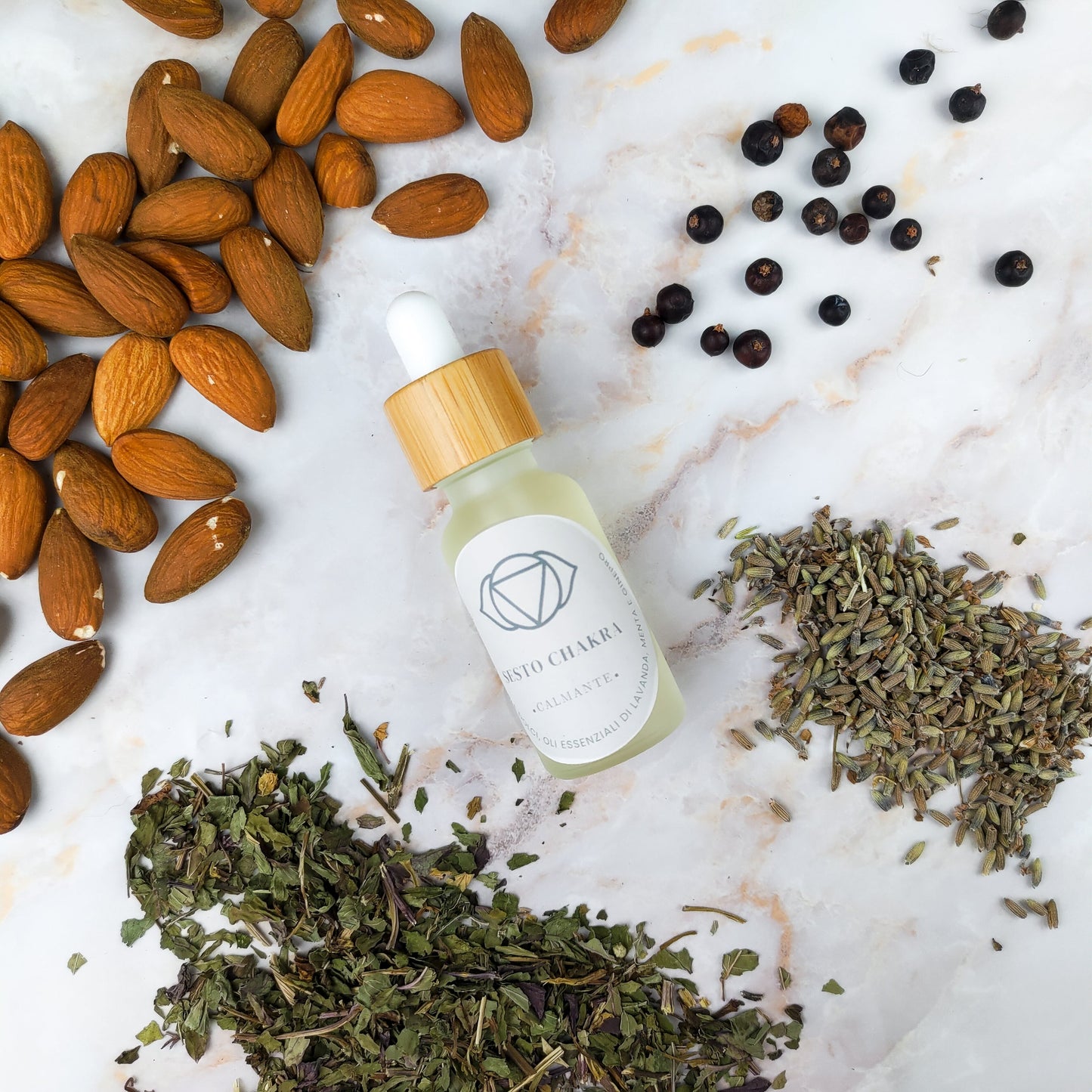 Olio per Massaggi Sesto Chakra - Lavanda, Menta, Ginepro