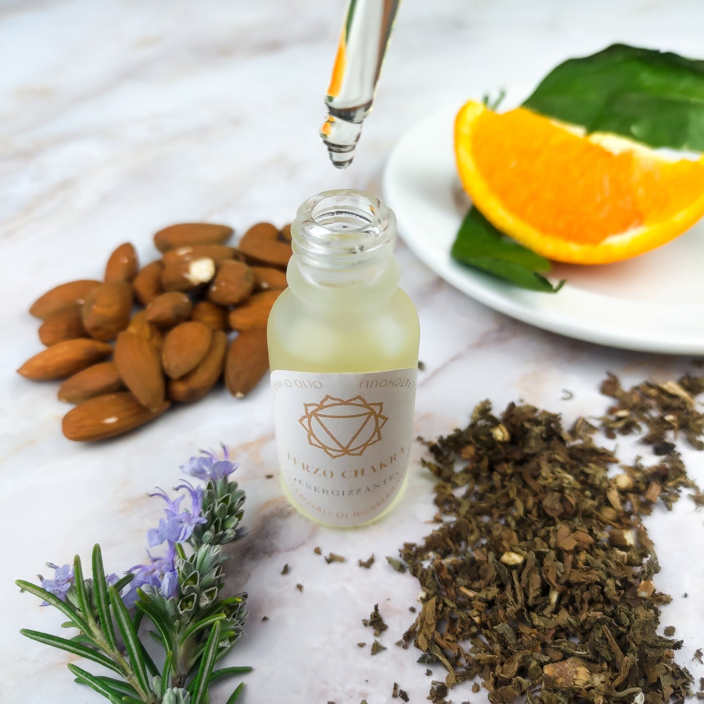 Olio per Massaggi Terzo Chakra - Rosmarino, Arancio, Patchouli