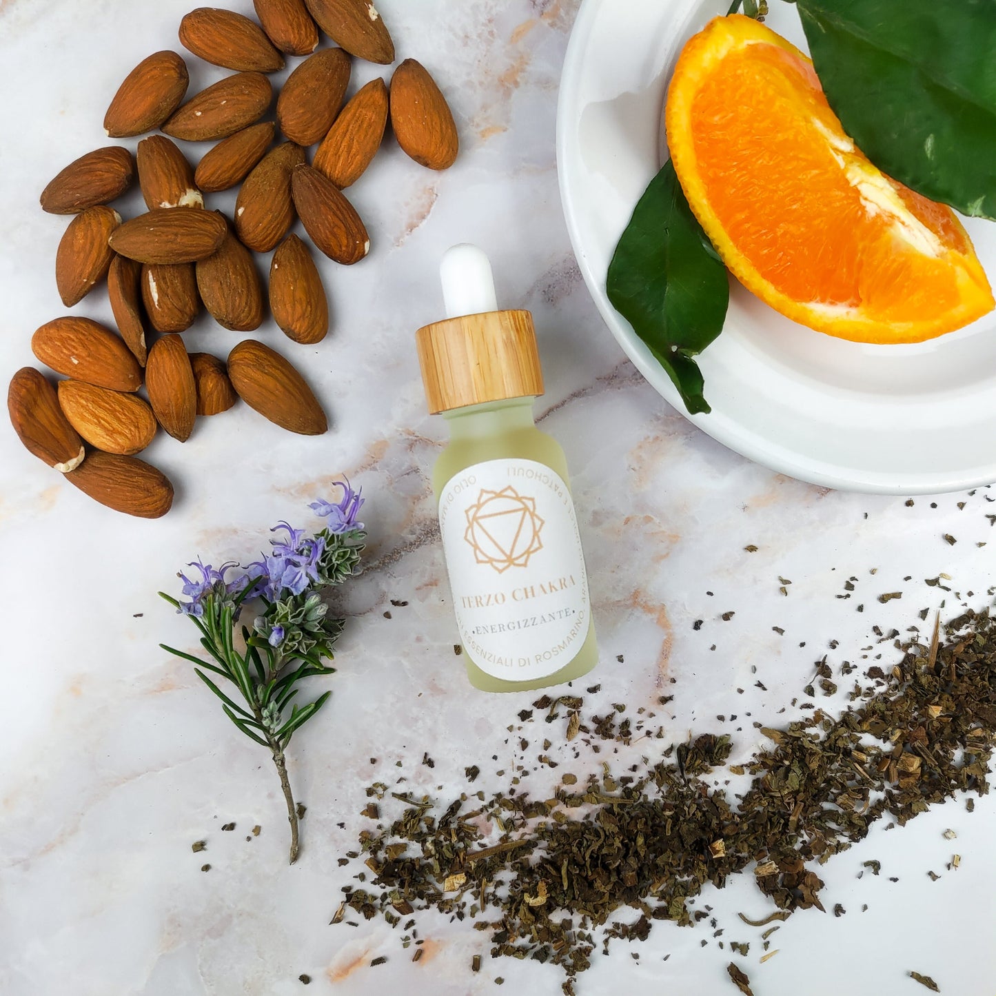 Olio per Massaggi Terzo Chakra - Rosmarino, Arancio, Patchouli