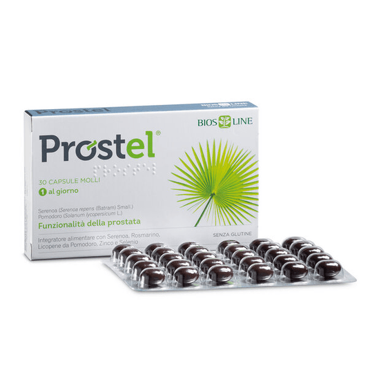 BIOS LINE Prostel Per la Funzionalità della Prostata e Delle Vie Urinarie, 30 Capsule Molli, Senza Glutine - Naturopatica shop & therapy