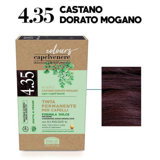 Helan, Capelvenere Colours, 4.35, Castano Dorato Mogano, Tinta permanente capelli, senza ammoniaca - Naturopatica shop & therapy