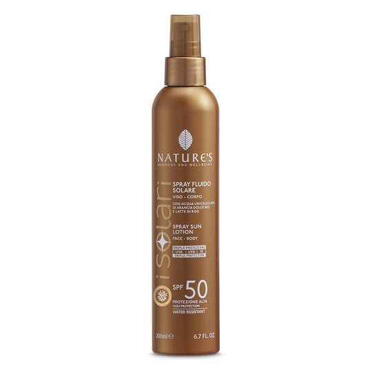 Nature's - iSolari, Spray Fluido Solare SPF 50 200 ml, Protezione Solare Spray, Rapido Assorbimento, Azione Protettiva - Naturopatica shop & therapy