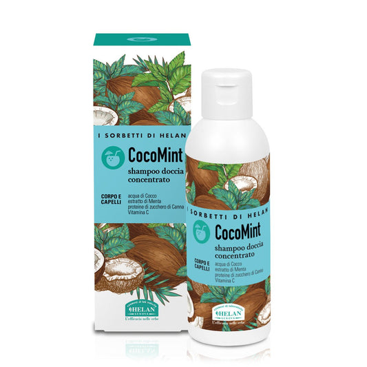 Helan, I Sorbetti CocoMint, Shampoo e Bagnoschiuma Uomo e Donna Profumato con Menta e Acqua di Cocco, Docciaschiuma Gel Fresco Delicato per Corpo e Capelli con Ingredienti Naturali e Vitamina C, 150ml - Naturopatica shop & therapy