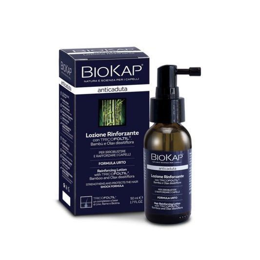 BIOKAP Anticaduta Lozione Rinforzante, Lozione anticaduta capelli uomo e donna, Trattamento capelli urto per contrastare la caduta e il diradamento, Migliora la resistenza, Spray capelli 50 ml - Naturopatica shop & therapy