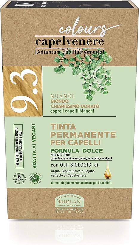 Helan, Capelvenere Colours, 9.3, Biondo chiarissimo dorato, Tinta permanente capelli, senza ammoniaca - Naturopatica shop & therapy