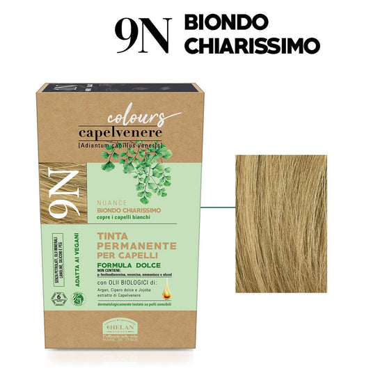 Helan, Capelvenere Colours, 9N, Biondo scuro chiarissimo, Tinta permanente capelli, senza ammoniaca - Naturopatica shop & therapy
