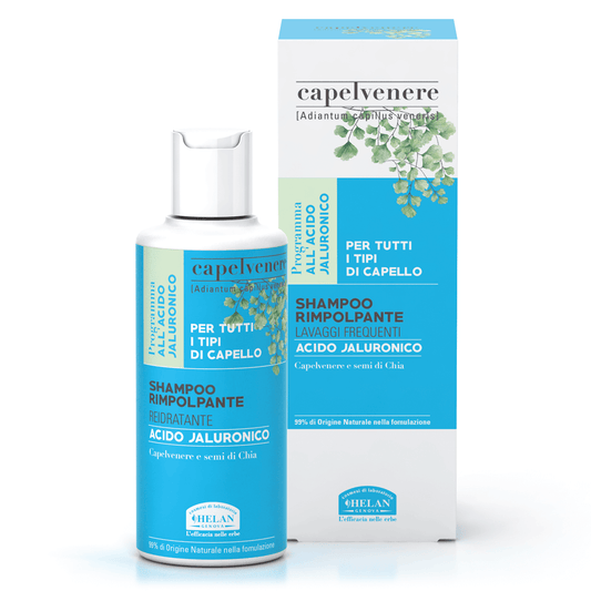 Helan, Capelvenere 2, Shampoo Delicato, Bio Shampoo Rimpolpante, Leggero e Naturale con Acido Ialuronico - Shampo Rinvigorente per Lavaggi Frequenti con Semi di Chia, 200 ml - Made in Italy - Naturopatica shop & therapy