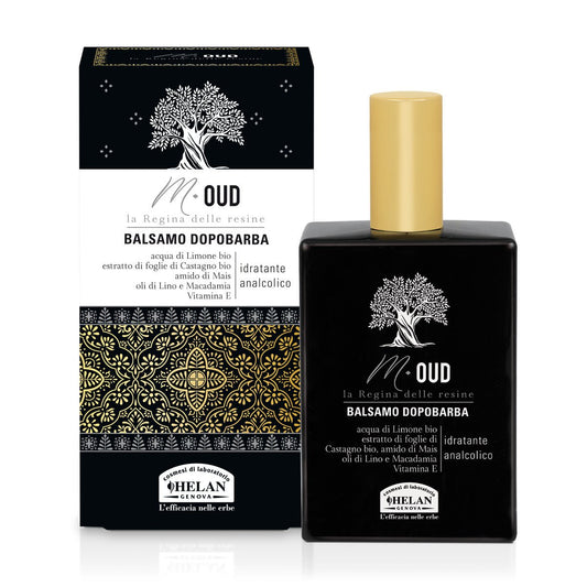 Helan, M Oud, Dopobarba Uomo Delicato e Idratante - Balsamo Barba Analcolico ad Azione Calmante contro Irritazioni, con Oli di Lino, Macadamia e Vitamina E - Idee Regalo Uomo, 75 ml - Made in Italy - Naturopatica shop & therapy