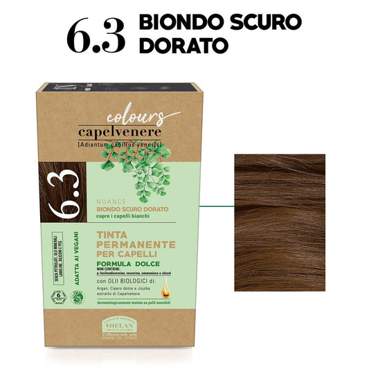 Helan, Capelvenere Colours, 6.3, Biondo Scuro Dorato, Tinta permanente capelli, senza ammoniaca - Naturopatica shop & therapy