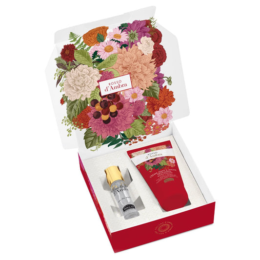 Helan, Rosso d'Ambra - Profumo Donna 10ml + Crema Mani Unghie 50ml, Cofanetto Regalo Donna con Eau de Parfum Dolce Fruttato + Crema Idratante con Vitamina C e Olio di Mandorle Dolci, Idee Regalo Donna - Naturopatica shop & therapy